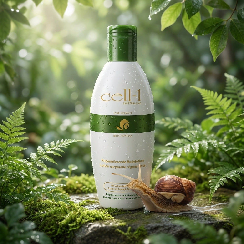 Cell-1 Body Lotion mit Schnecke in der Natur