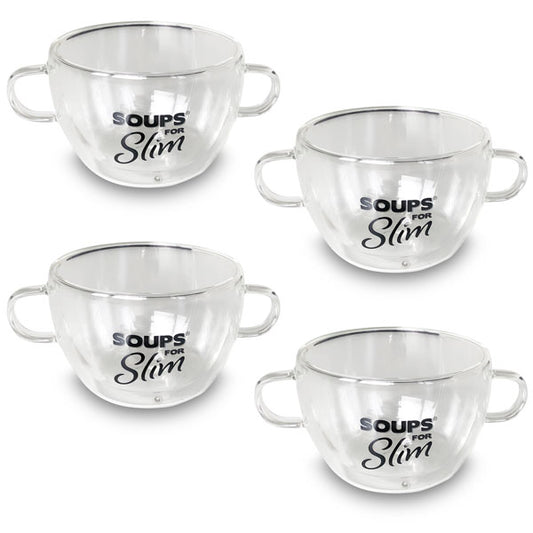 Doppelwand Suppenschalen, 4er Set inkl. 4 Löffel