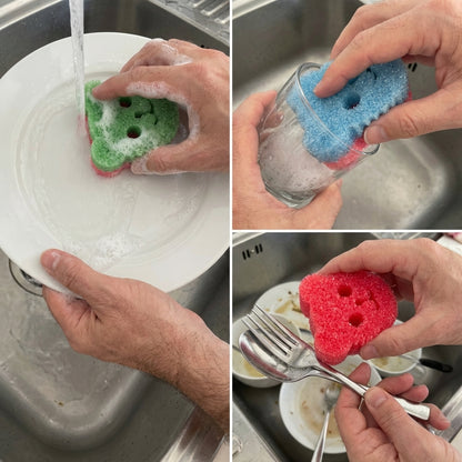 Geschirr, Gläser und Besteck reinigen mit dem Magic Teddy Schwamm