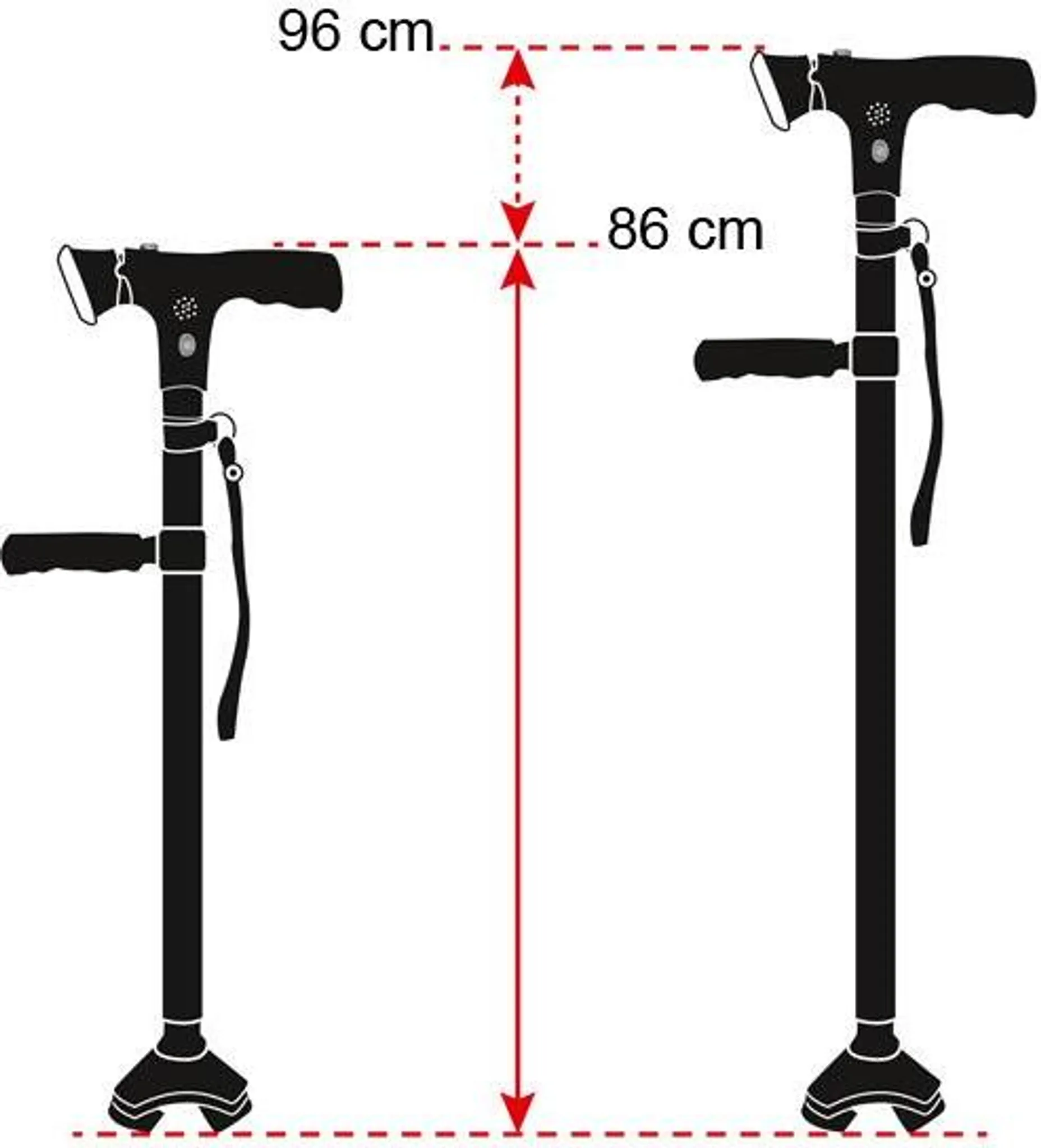 Der Clever Cane ist in der Höhe verstellbar