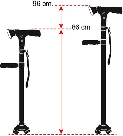 Der Clever Cane ist in der Höhe verstellbar