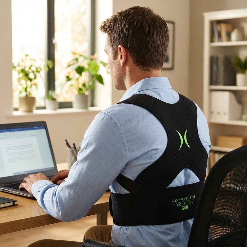 Orthopädischer Rückenstabilisator hilft im Homeoffice einen geraden Rücken zu halten