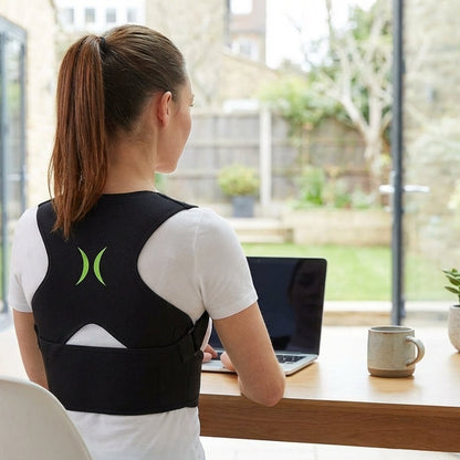 Arbeiten mit geradem Rücken am Laptop mit dem Orthopädischer Rückenstabilisator